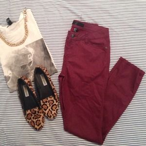 Forever 21 maroon skinny pants