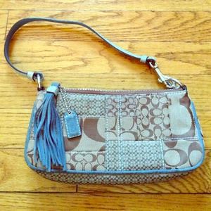 Coach shoulder purse. Small brown and blue