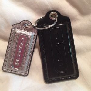 Coach tags, silver & black