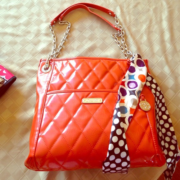 Orange patent leather Grace Adele purse