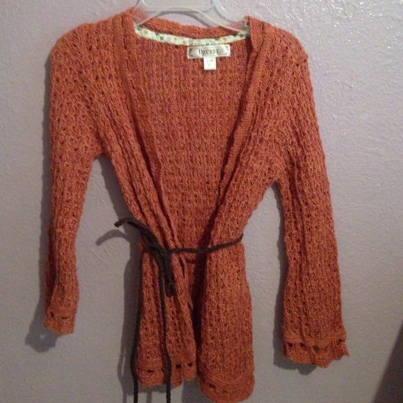 Copper cardigan with braided belt