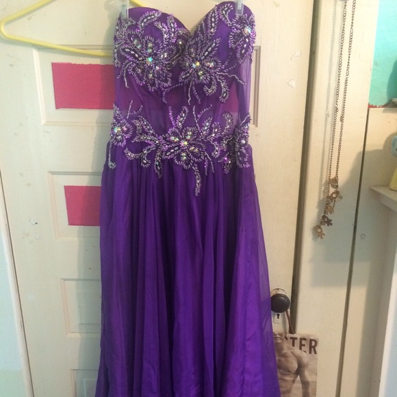 Purple bedazzled prom dress!