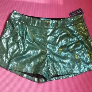 From FOREVER XI , Sea Green Sequin Shorts