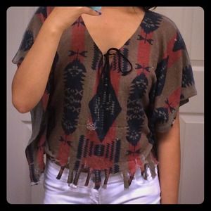 Poncho styled tribal shirt