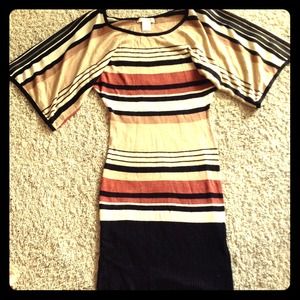 ArdenB striped brown dress.