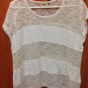 Ivory white Color Block Lace top