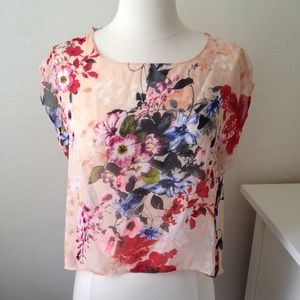 Sheer open back floral top