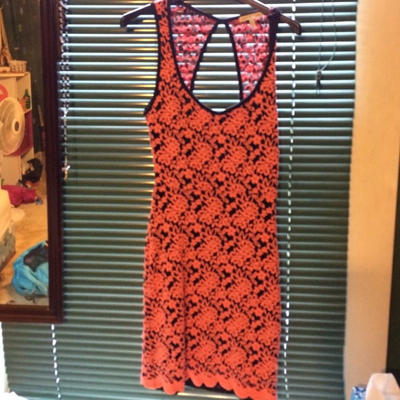 Coral lace dress