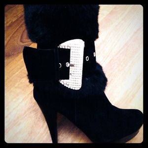 Selina by Summer Rio 3" black fur boots.