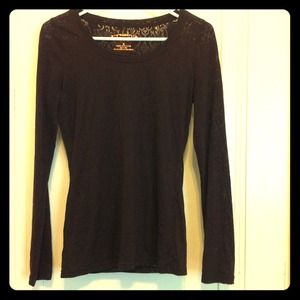 Brown See-Through Pattern Sweater