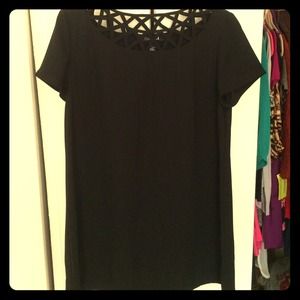 New Black Tunic w Criss Cross Neckline