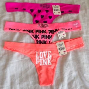 NWT PINK by Victoria's Secret Thongs