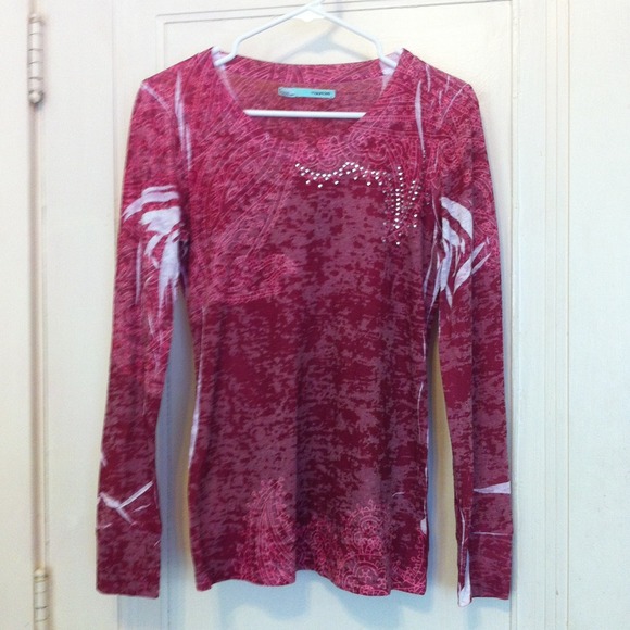 Mauve and White Patterned Sweater