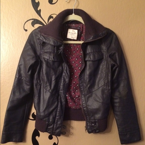 Dark Purple Faux Leather Jacket