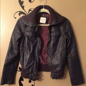 Dark Purple Faux Leather Jacket