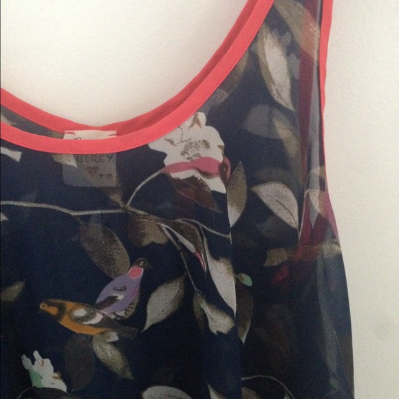 Blue Sheer Floral Tank Top - Picture 2 of 3