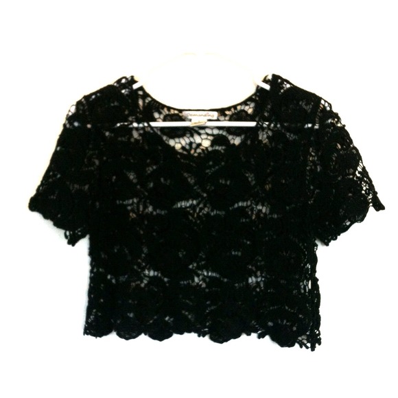 Black Crochet Crop Top