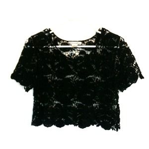 Black Crochet Crop Top