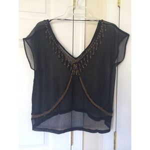 ‼️SOLD‼️Urban Outfitters black sheer beaded top
