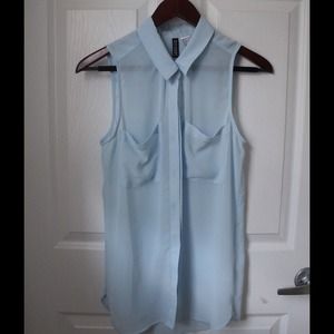 H&M Blue Button-Up Sleeveless Shirt Tanks Bundle
