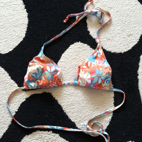 Blue and orange triangle bikini top