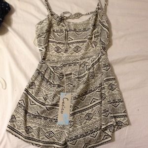 Black and white printed romper