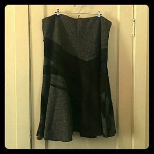 NWOT fabric collage business skirt, blk/grey/lace