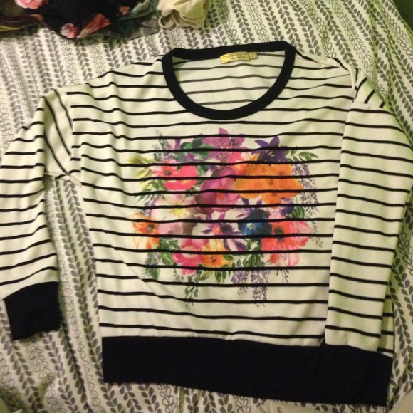 Striped Floral Sweater