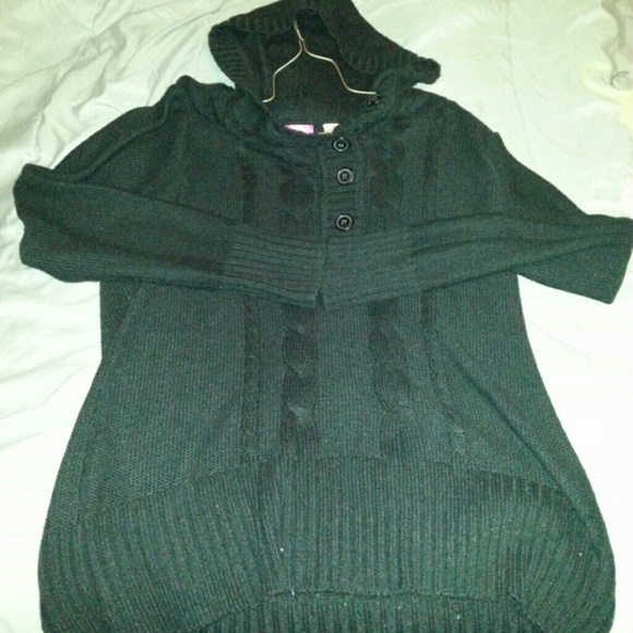 Black wool knee length top