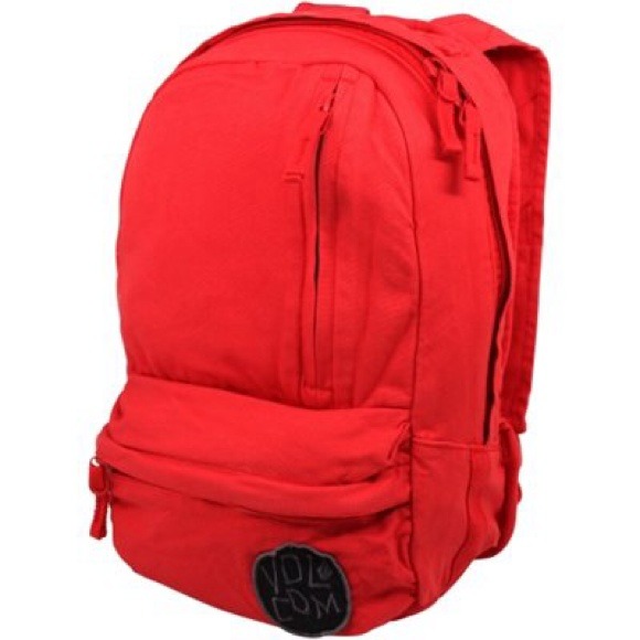 Volcom red slouch backpack.