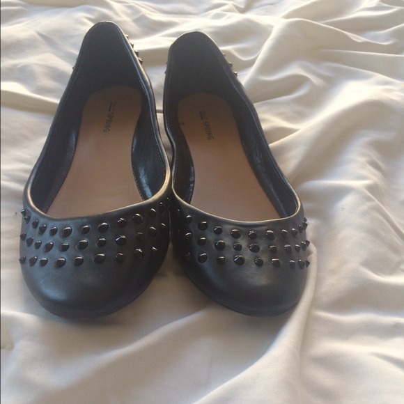 Studded black flats