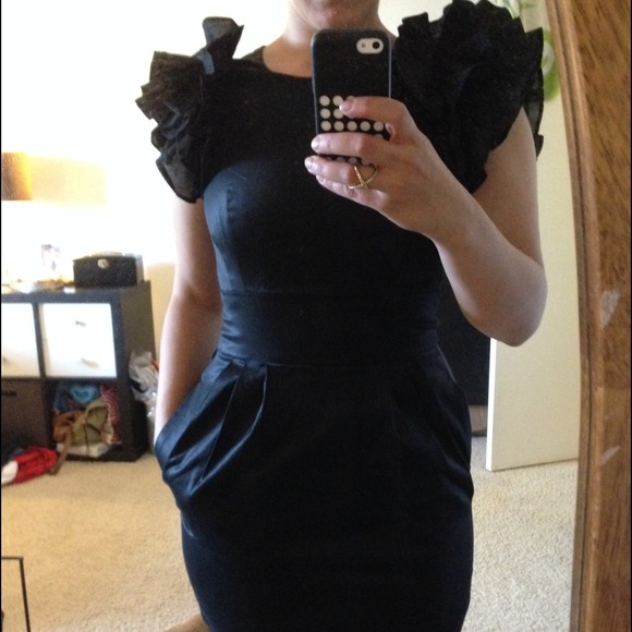 Black French Connection Cotton Sateen Dress sz 4