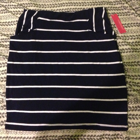 Navy Striped Body-con Skirt