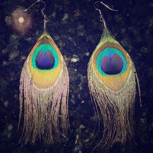 Peacock feather earrings
