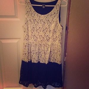 Vintage style white and blue lace dress
