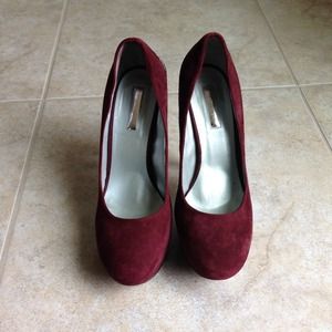 Dark red suede heels