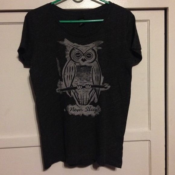 Dark Grey Never Sleep owl shirt
