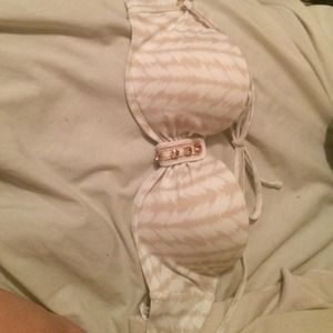 Pink and white jeweled bathing suit top