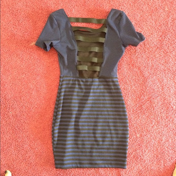 Open backed stripe bodycon dress