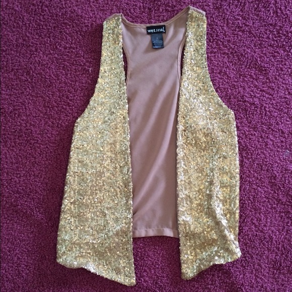 Gold sequin vest