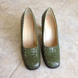 Green woven heels