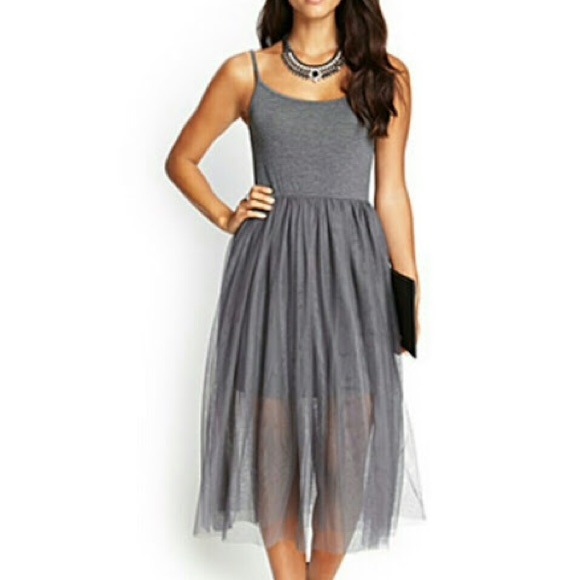 Flowing gray midi dress