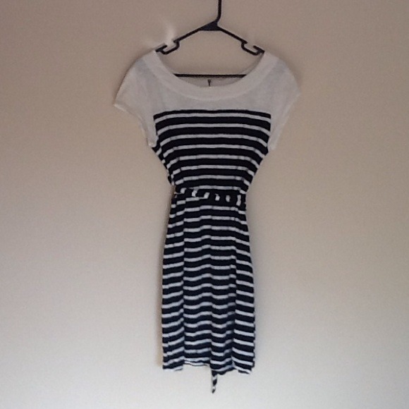 Black and white striped dress