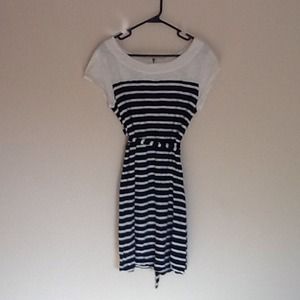 Black and white striped dress