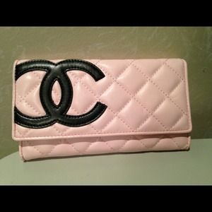 Pink and black Chanel wallet