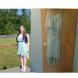 Mint green hi-lo lace dress