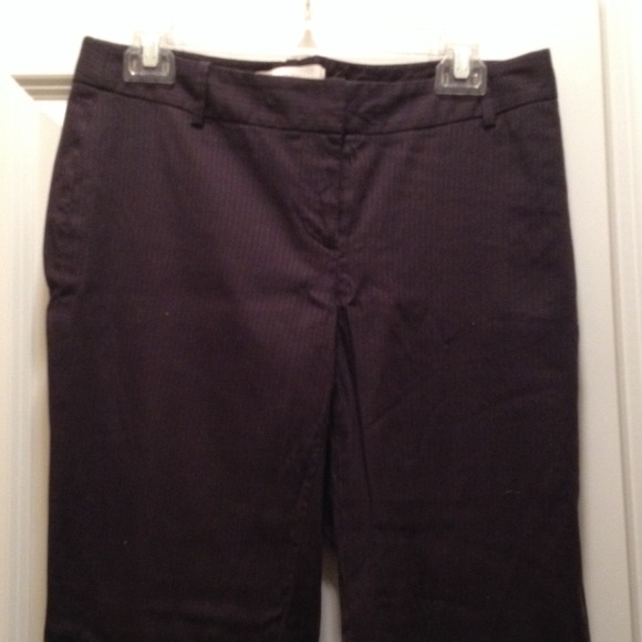 Loft charcoal pants with muted white stripe detail