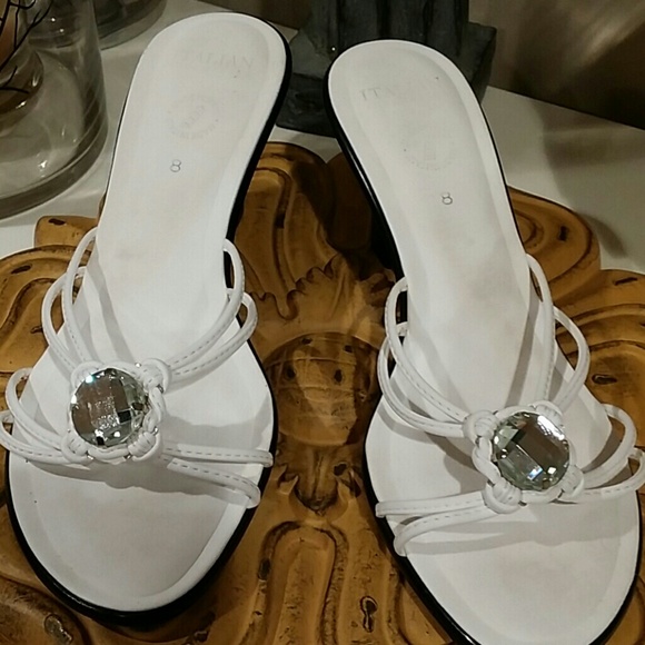 Italian Sandals White Leather