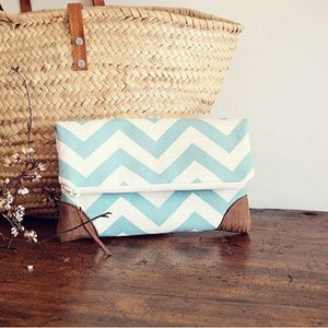 Handmade Village Blue & White Clutch Handbag