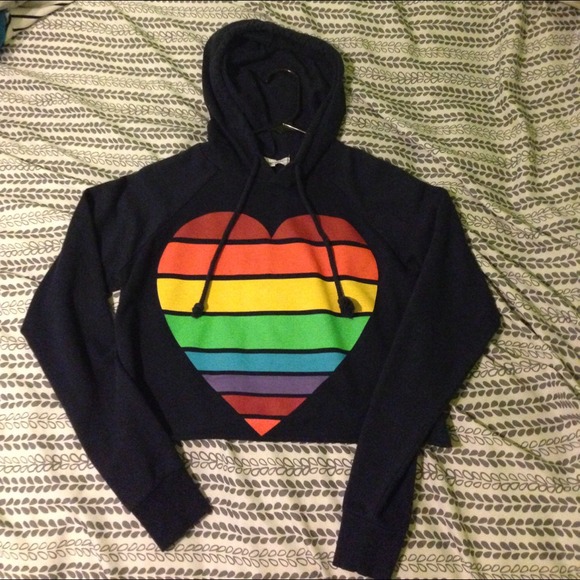 Rainbow Heart Crop Sweater
